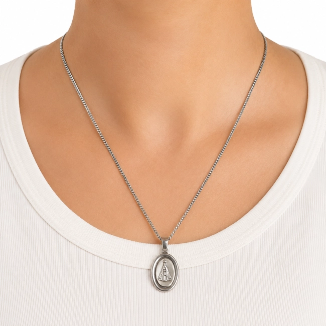Corrente Pingente Nossa Senhora Aparecida - Inox