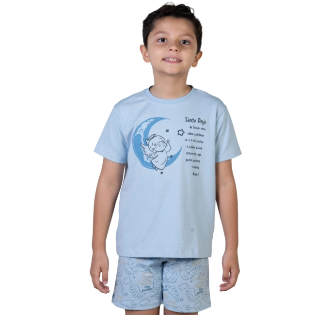 Pijama Infantil Anjo da Guarda - Azul